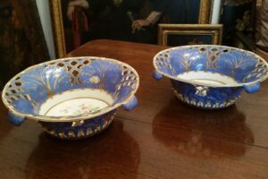 Coppia di fruttiere in porcellana – Manifattura Copeland & Garrett – Inghilterra – XIX Secolo